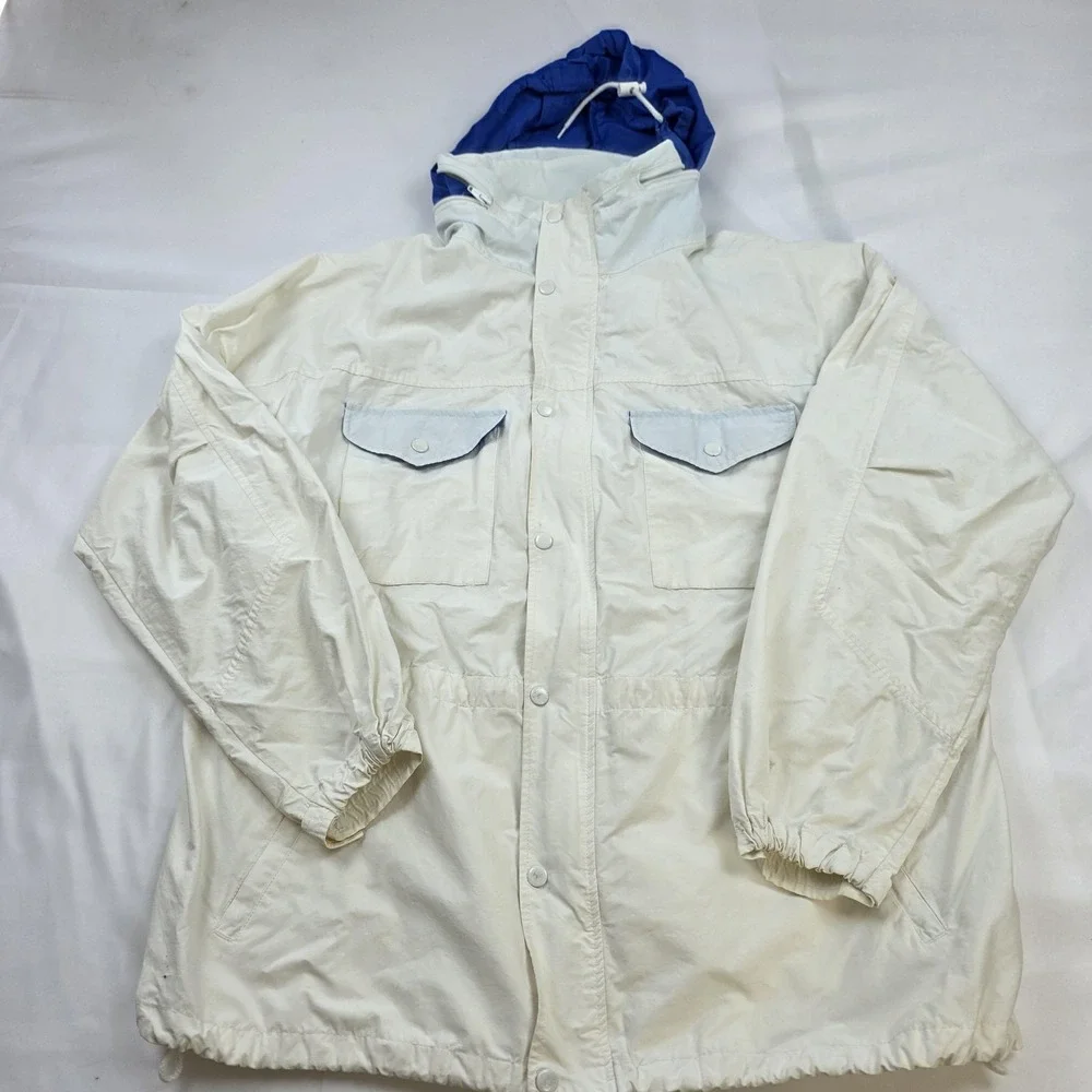 Vintage Polo Ralph Lauren Jacket Mens XL White Hooded Windbreaker Outdoor